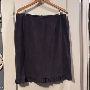 Chic Velvet Black/Dark Grey Midi Skirt with Ruffle Detail